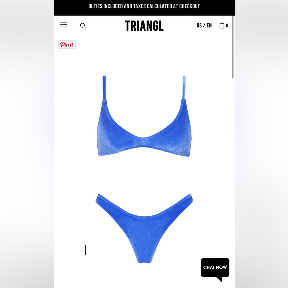 Blue velvet Triangl bikini - Top size XS, bottoms size S